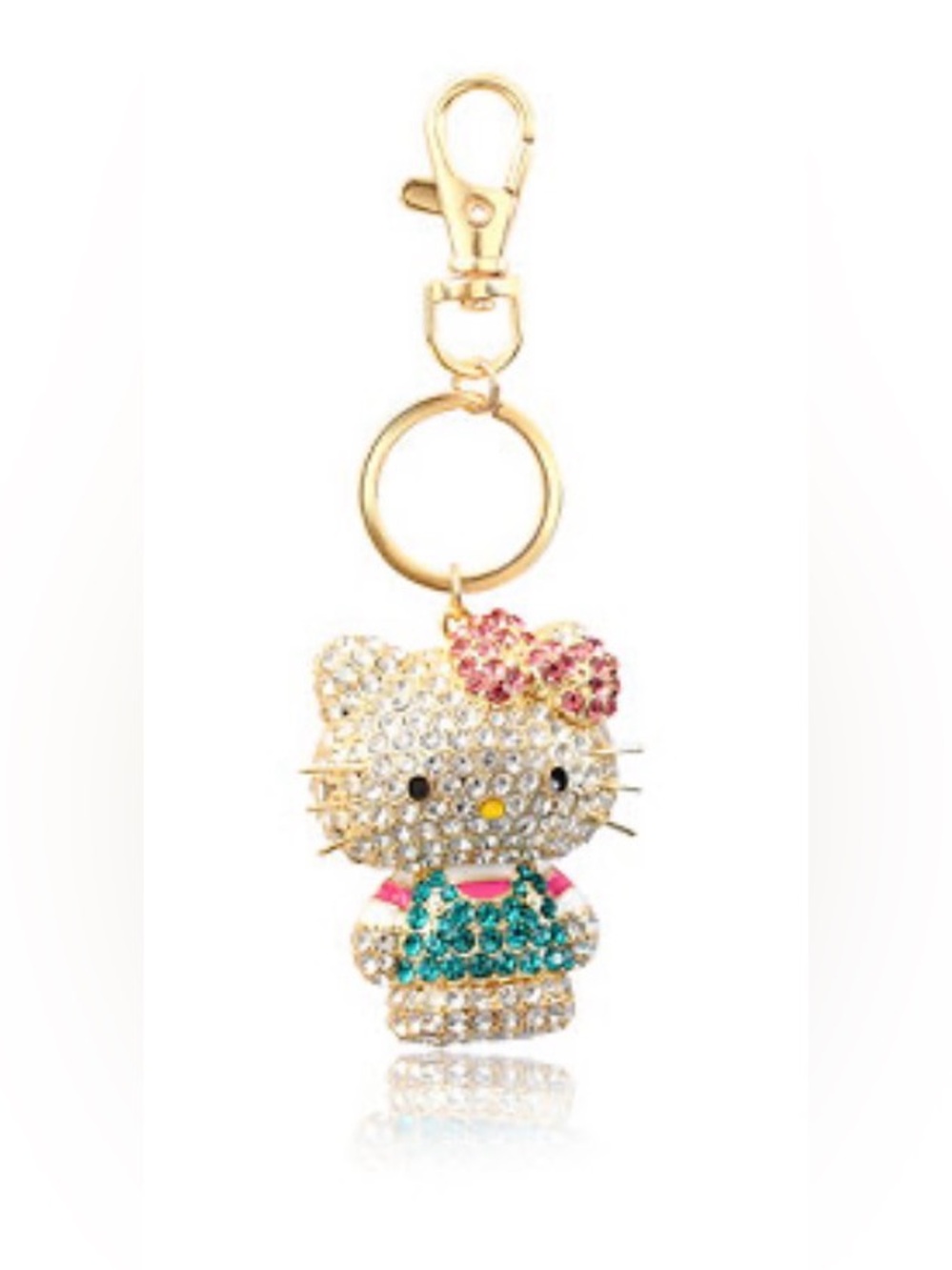 Hello Kitty Pave 3D Bling Keychain - Bag Charm, Backpack Collectible NIB!